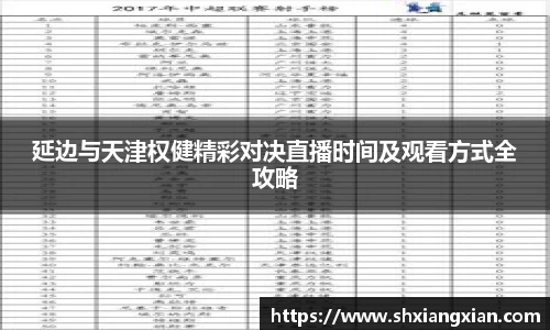 延边与天津权健精彩对决直播时间及观看方式全攻略